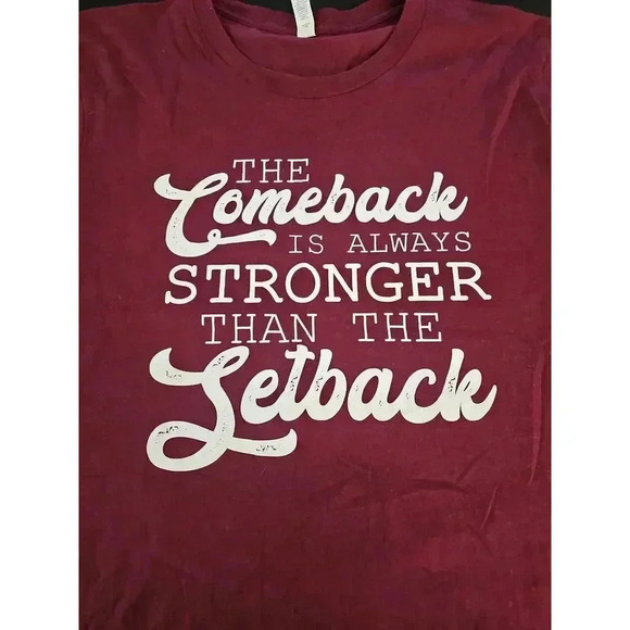 Canvas Maroon Printed Tee Short Sleeve Casual Large - Picture 4 of 7